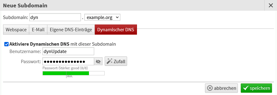 Dynamic DNS configuration